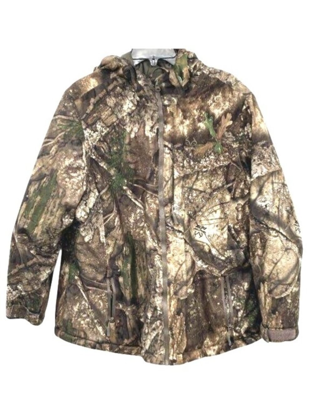 Men's Realtree APX Green/Brown Camouflage Hooded Jacket 2XL Full Zip Waterproof